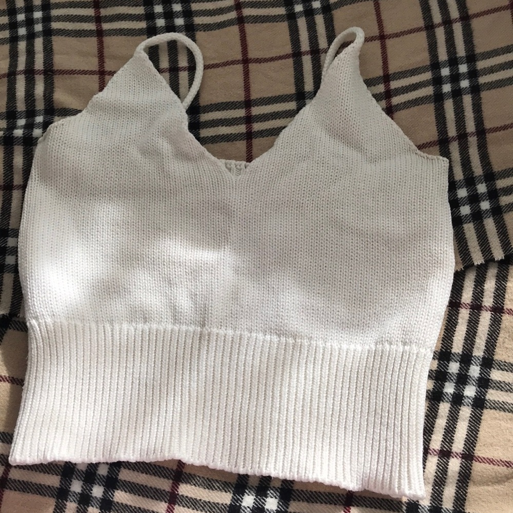 Crochet white crop top